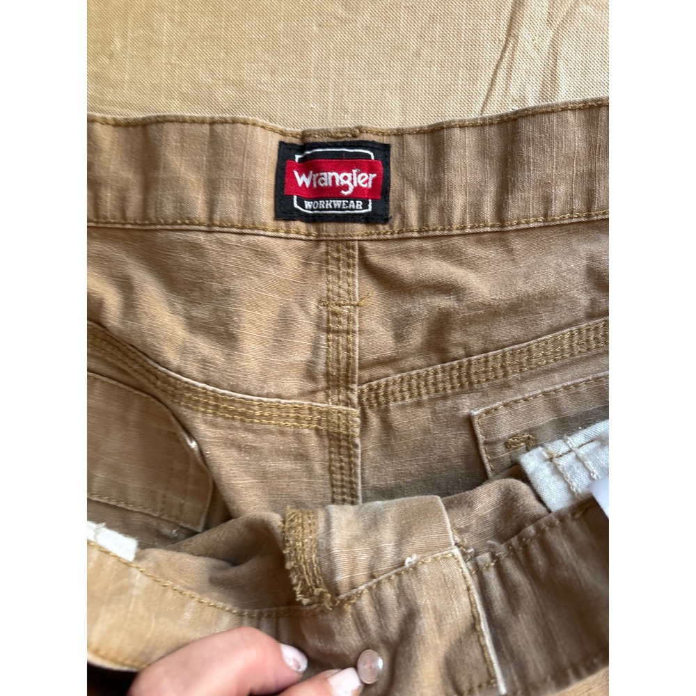 Wrangler Workwear Mens Tan Ripstop Cargo Pants Straight Leg Utility 36x31 - Picture 3 of 9